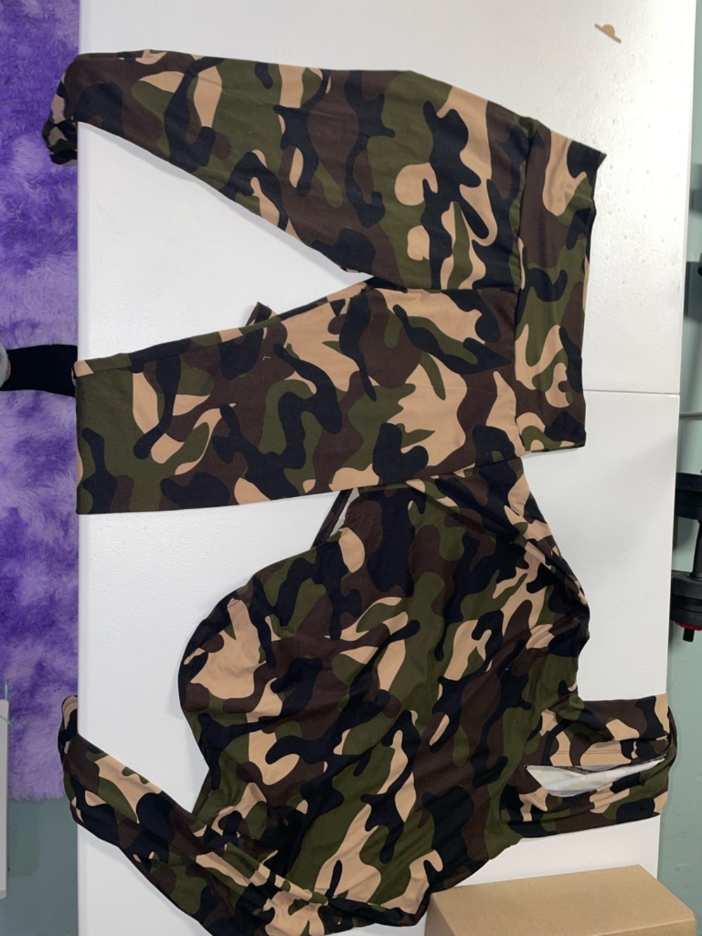 Fashion Nova Green & Brown Camo Top